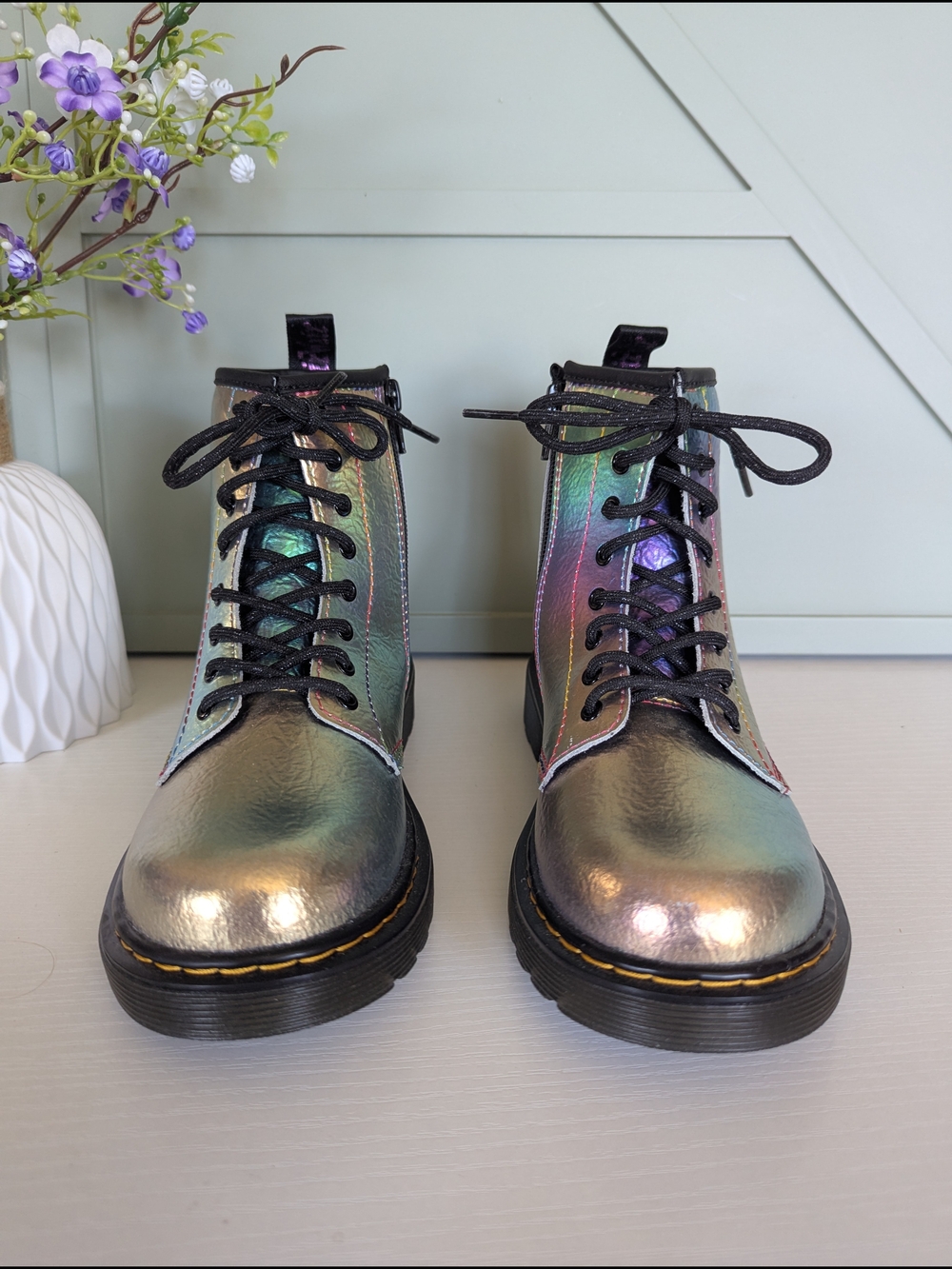Dr. Martens Women's Iridescent Lace-Up Ankle Boots - Picture 2 of 11